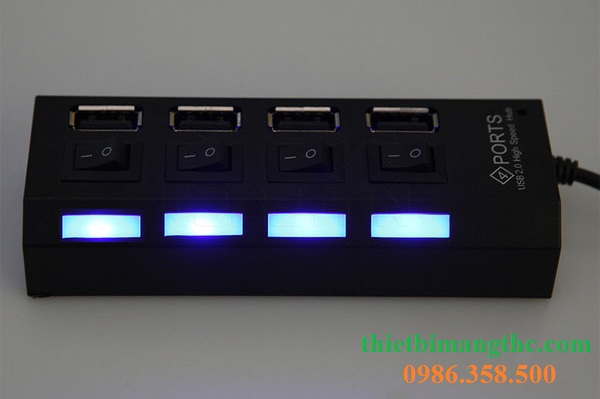 Bộ chia USB 4 Cổng, Hub USB 4 Cổng có công tắc